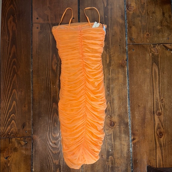 Orange Ruched Dress - Picture 3 of 3